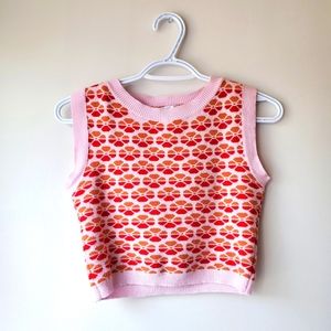 Twik 60s Inspired Pink Sweater Vest Size Small
